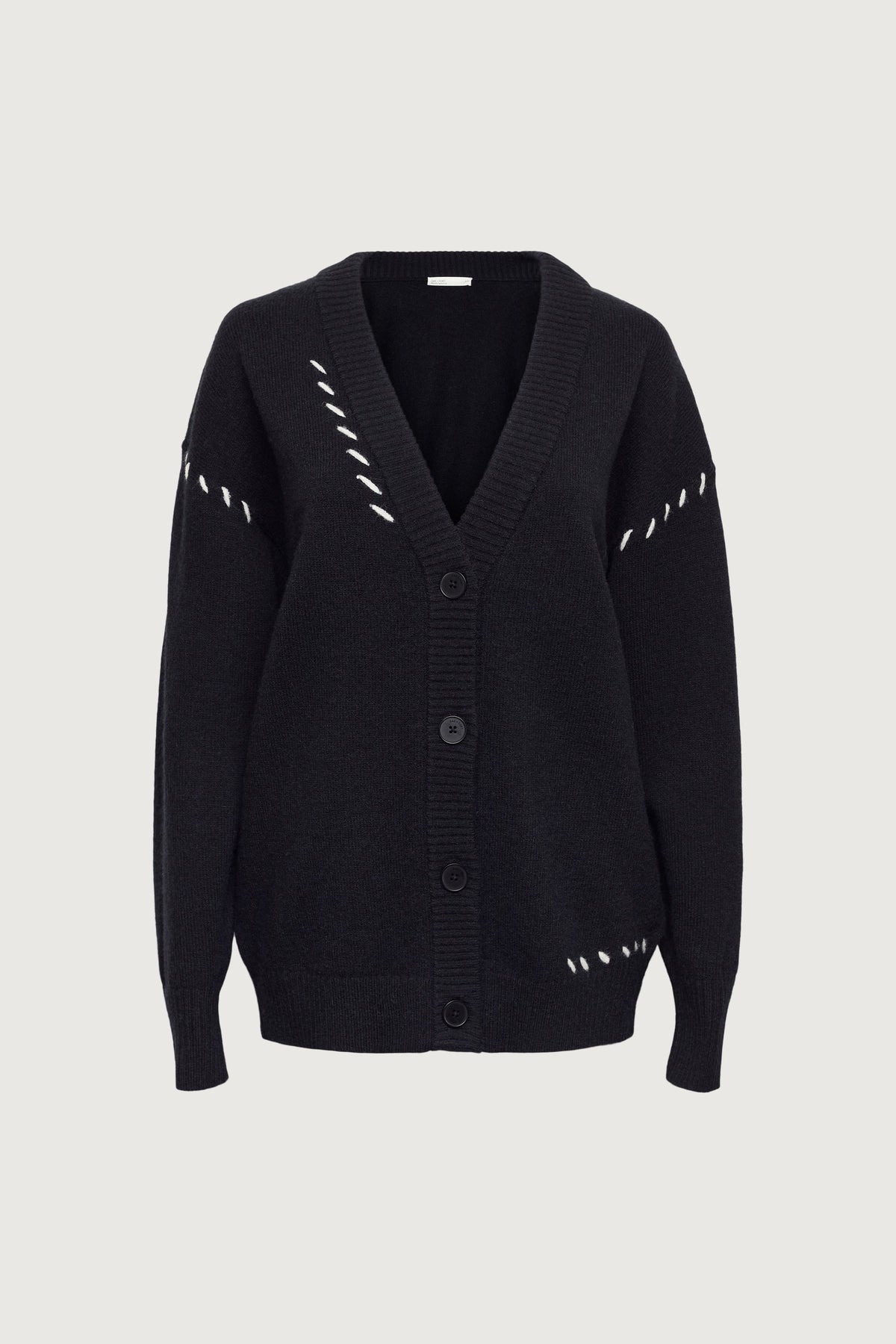 CONTRAST STITCH DETAIL BUTTON FRONT CARDIGAN