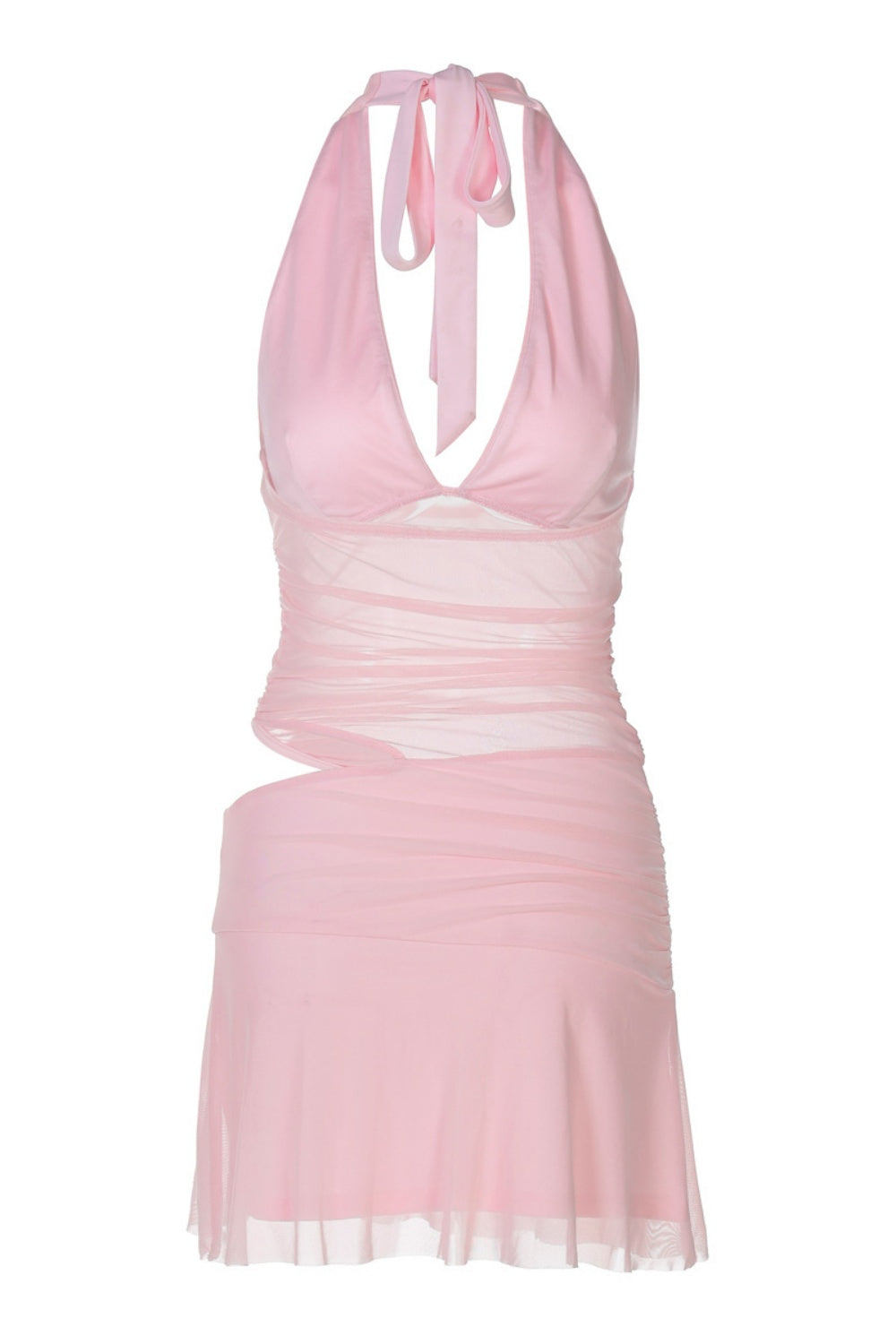 Sexy Pink Halter Cutouts Dress