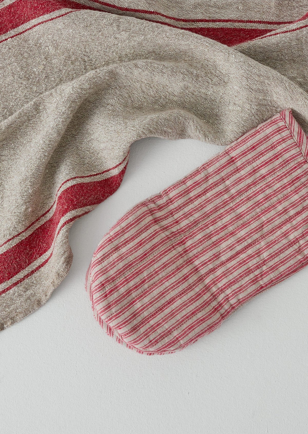Stripe Linen Oven Glove | Natural/Red
