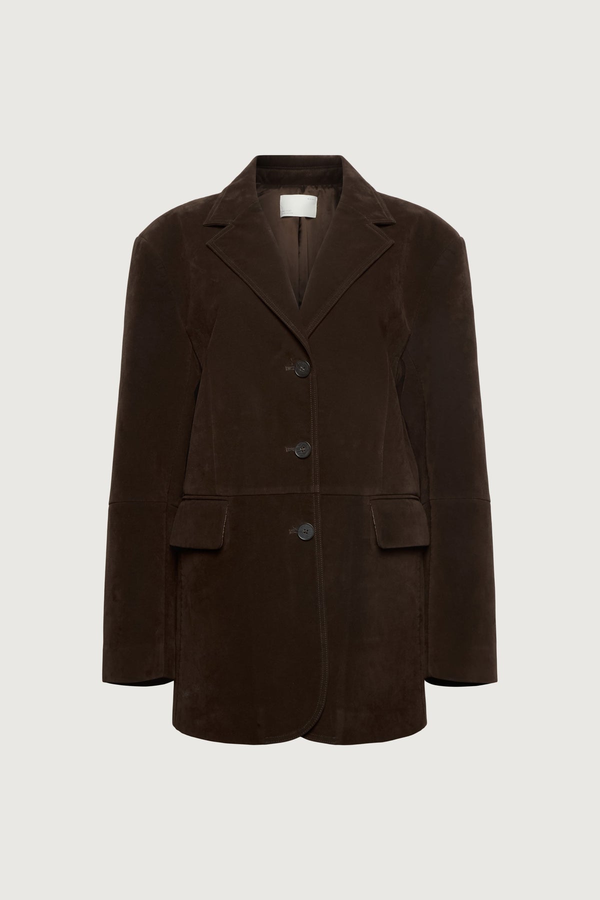 PANELED VEGAN SUEDE BLAZER