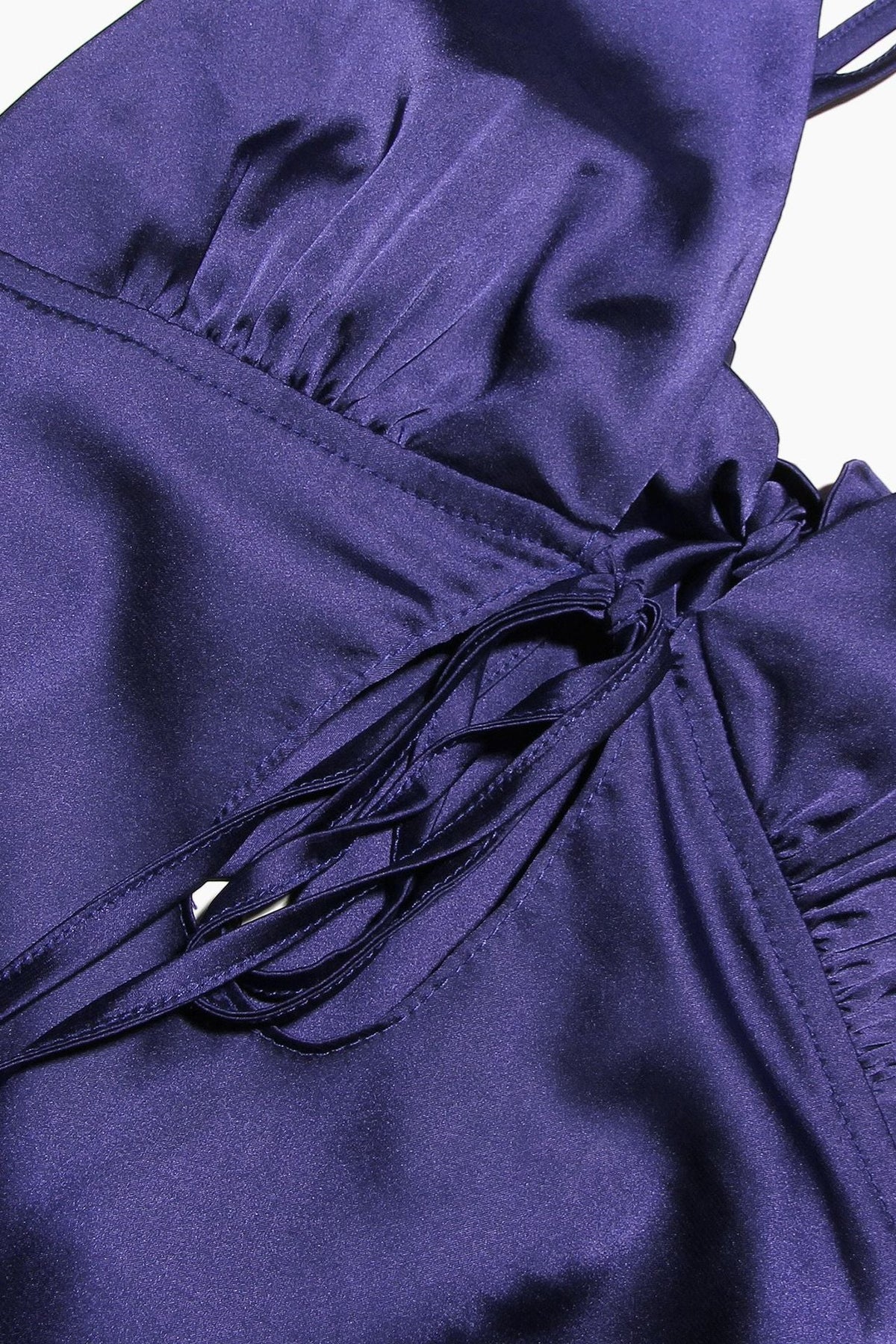 Plunge Neck Purple Back Tie Long Dress
