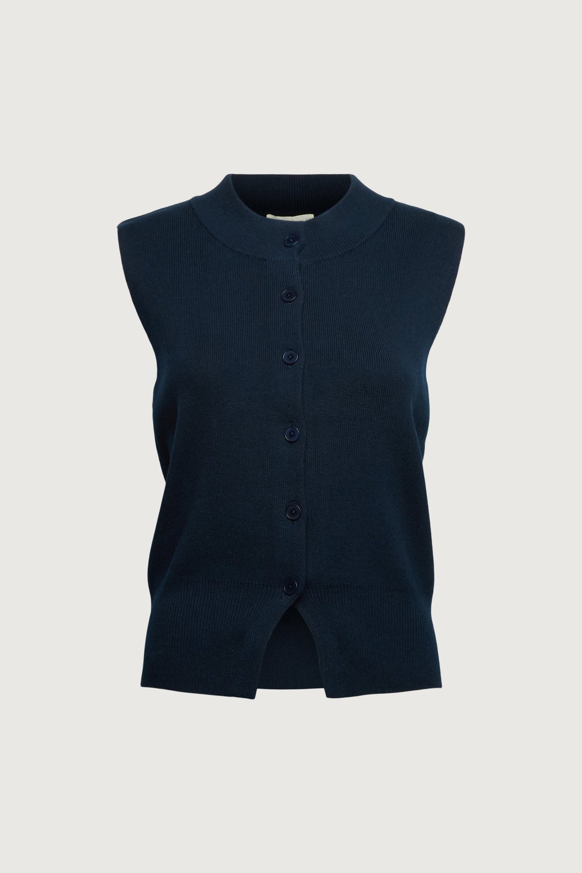 KNIT MOCKNECK BUTTON UP VEST