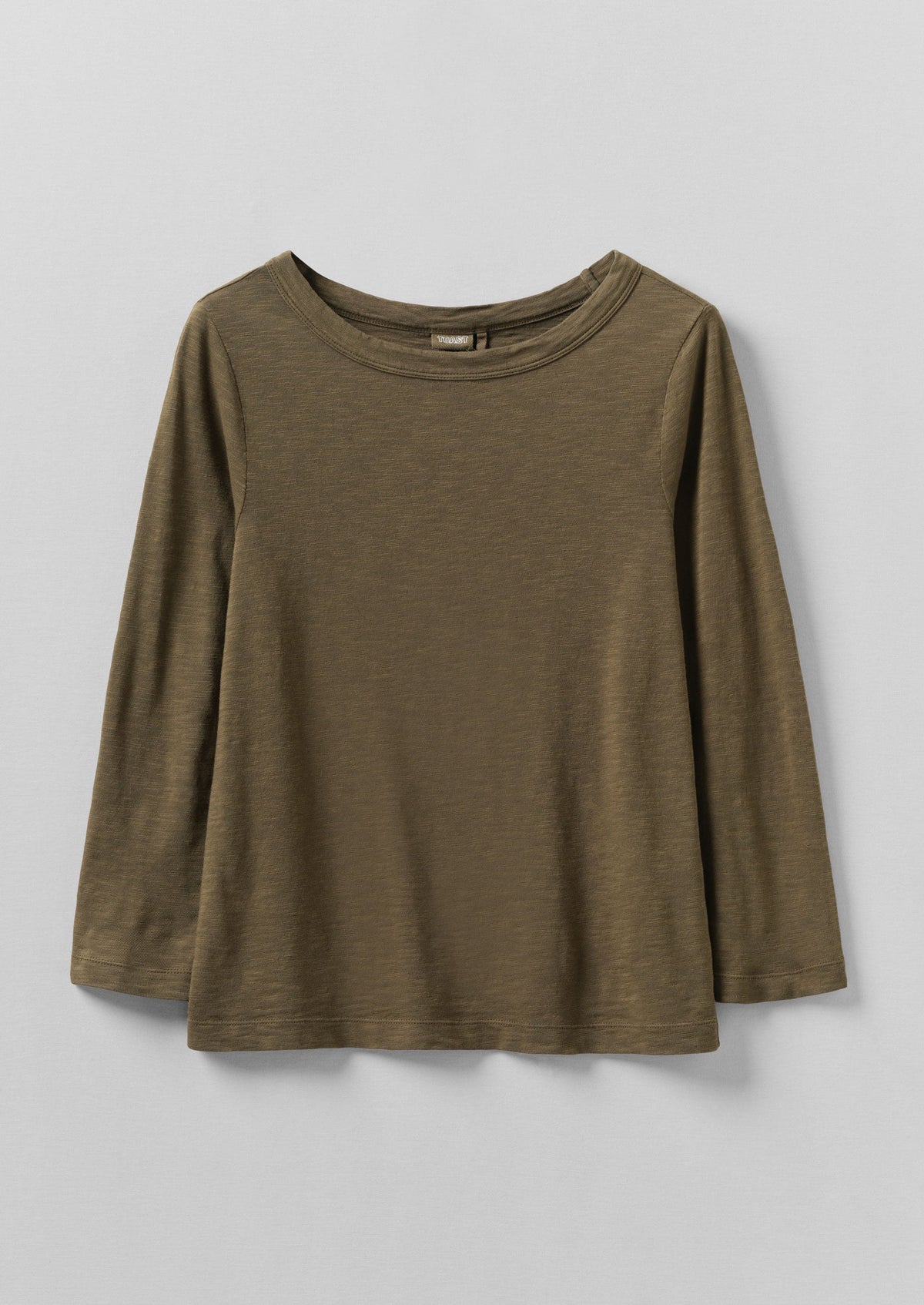 Lia Cotton Boat Neck Tee | Olive