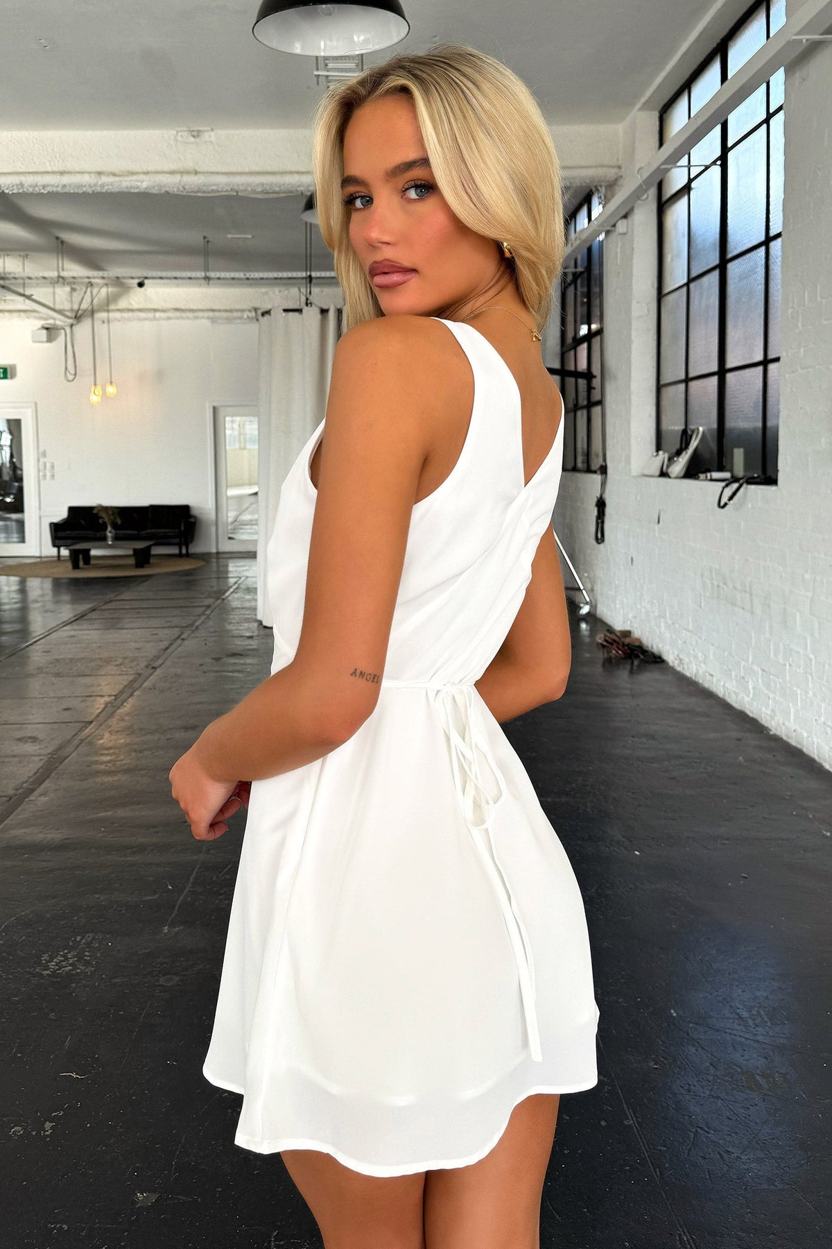 Naf V-Neck Mini Dress - White