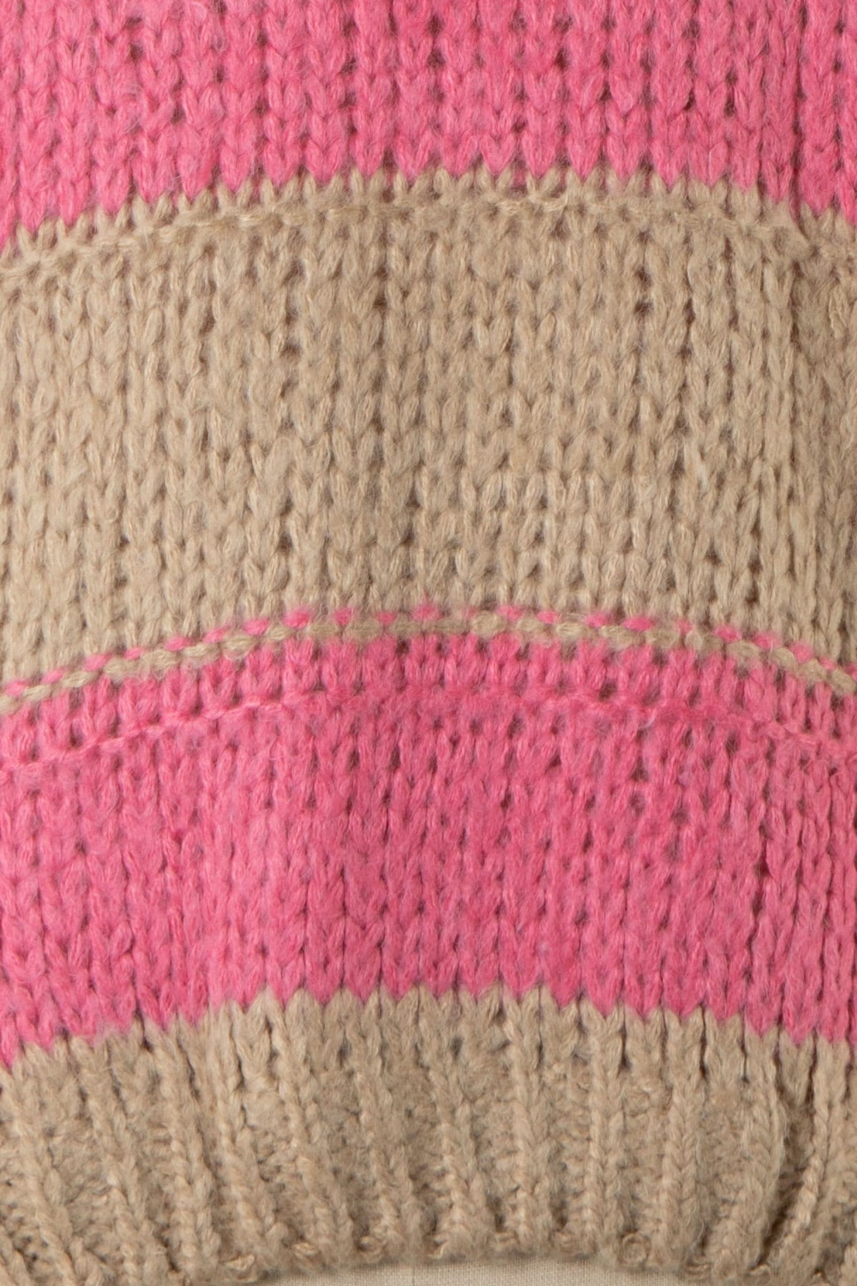 Poppy Beige and Pink Striped Oversized Sweater