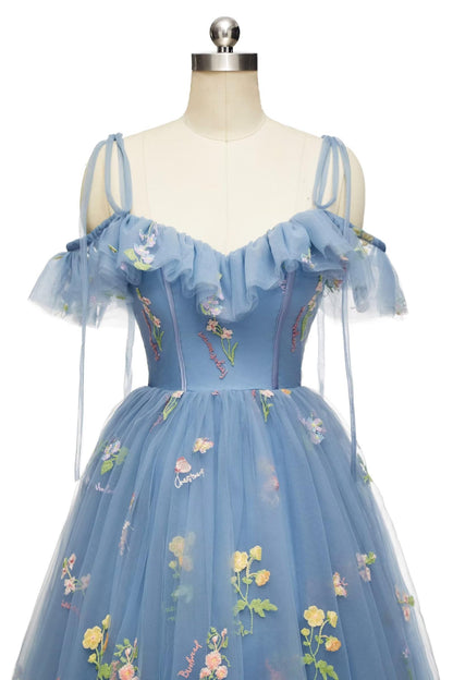 Straps Lavender Floral A-line Short Homecoming Dress