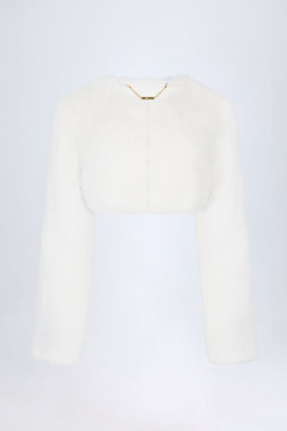 Faux Fur Cropped Bolero in White
