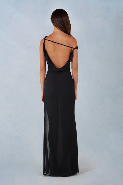 One-Shoulder Maxi Dress in Black