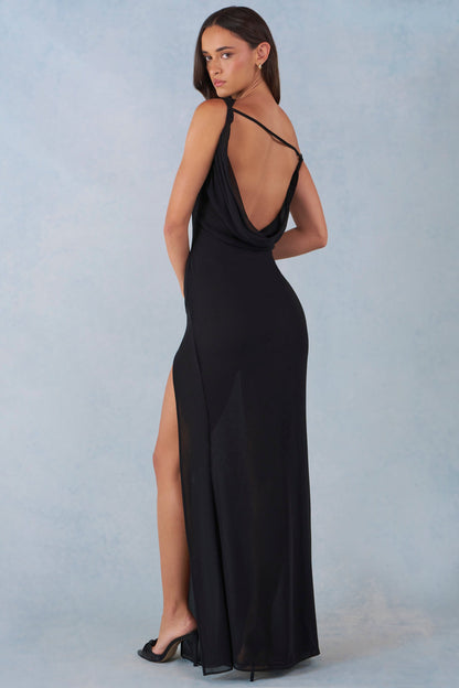 One-Shoulder Maxi Dress in Black