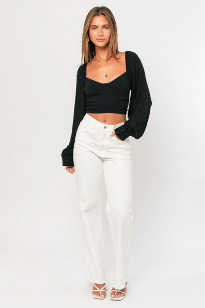 Sasha Black Long Sleeve Crop Top