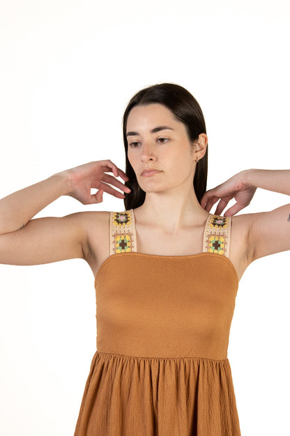 Copper Crochet Strap Dress