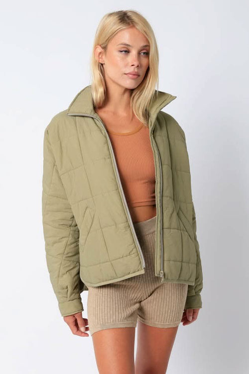 Weekender Olive Quilted Puffer Jacket