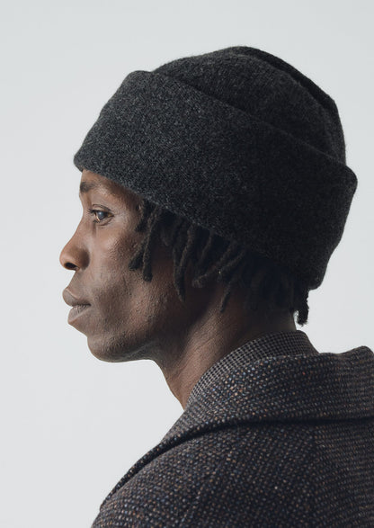 Washed Lambswool Beanie | Charcoal