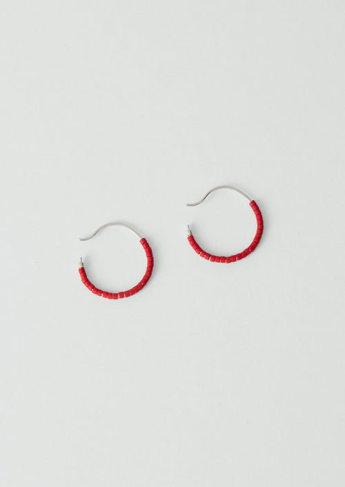 Helena Rohner Miyuki Glass Small Hoop Earrings | Tomato