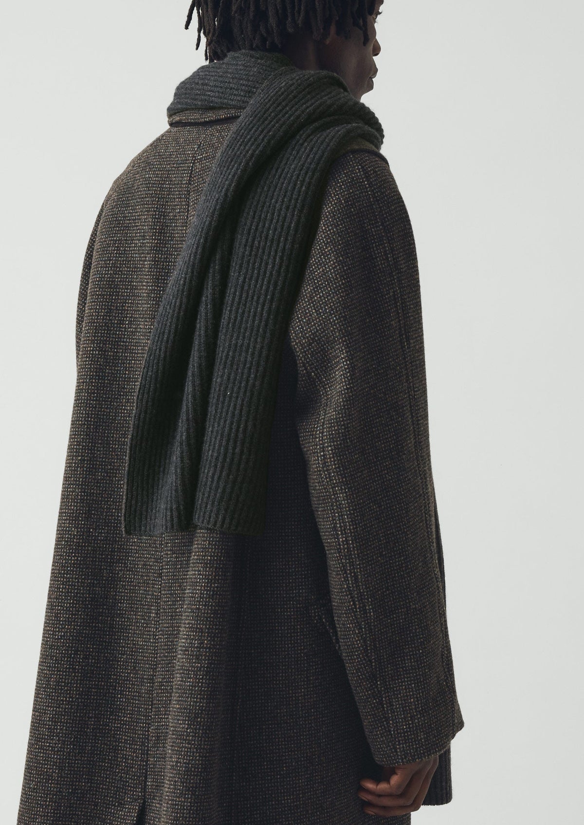 Wool Cashmere Fisherman Rib Scarf | Charcoal