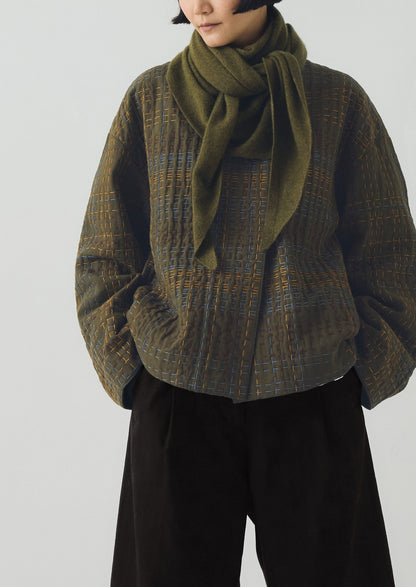 Wool Cashmere Large Bandana | Olive