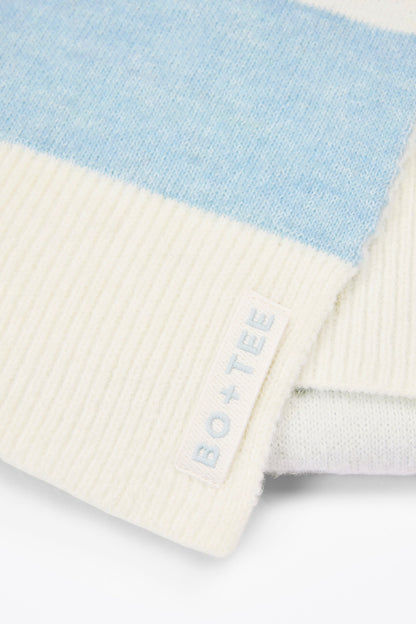 Knit Striped Scarf in Powder Blue