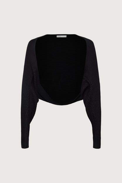 DRAPED RIBBED KNIT BOLERO