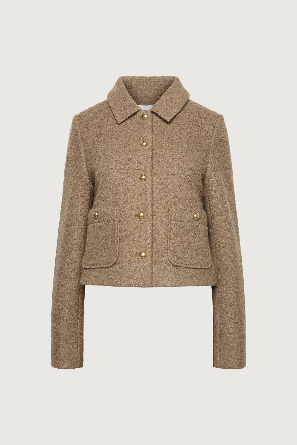 BOUCLE WOOL BLEND COLLARED JACKET