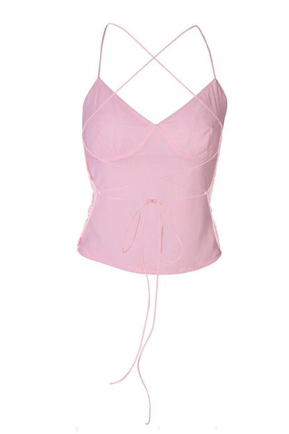 Straps Pink Beaded Top