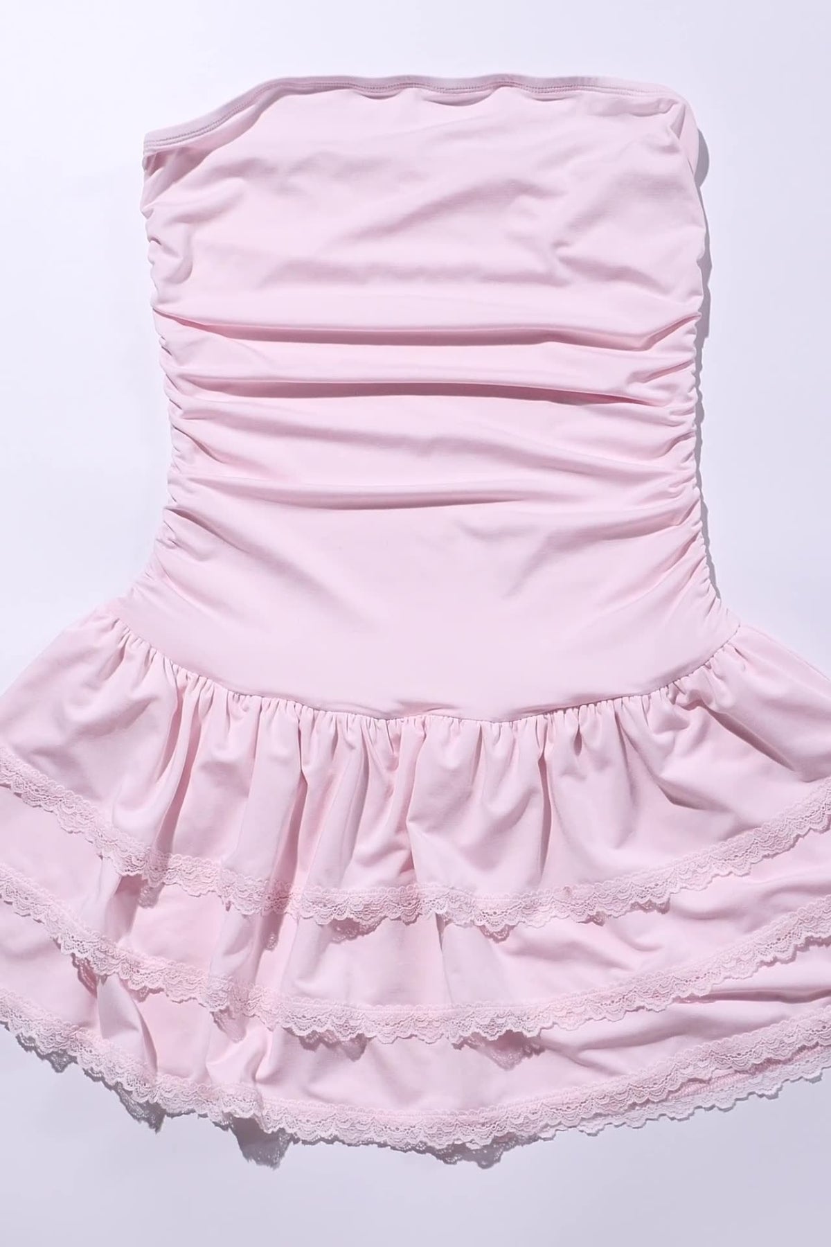 Pink Strapless Short Ruffle Dress