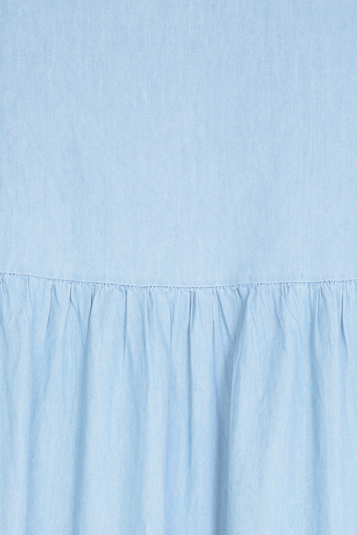 DENIM TIERED MIDI DRESS