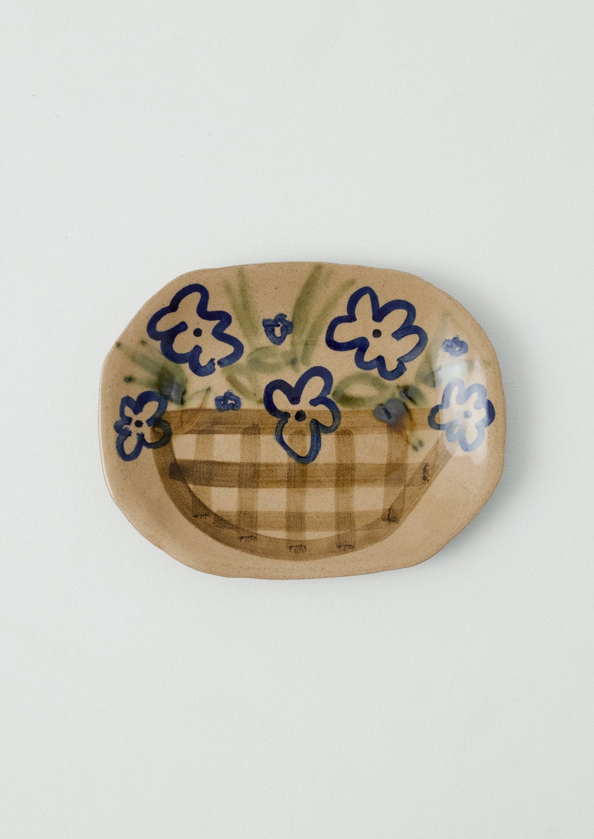 Zosia Painted Flower Platter | Natural/Blue