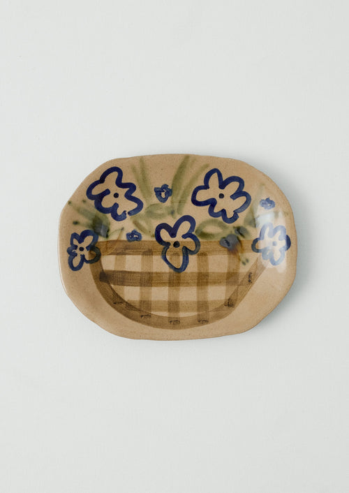 Zosia Painted Flower Platter | Natural/Blue