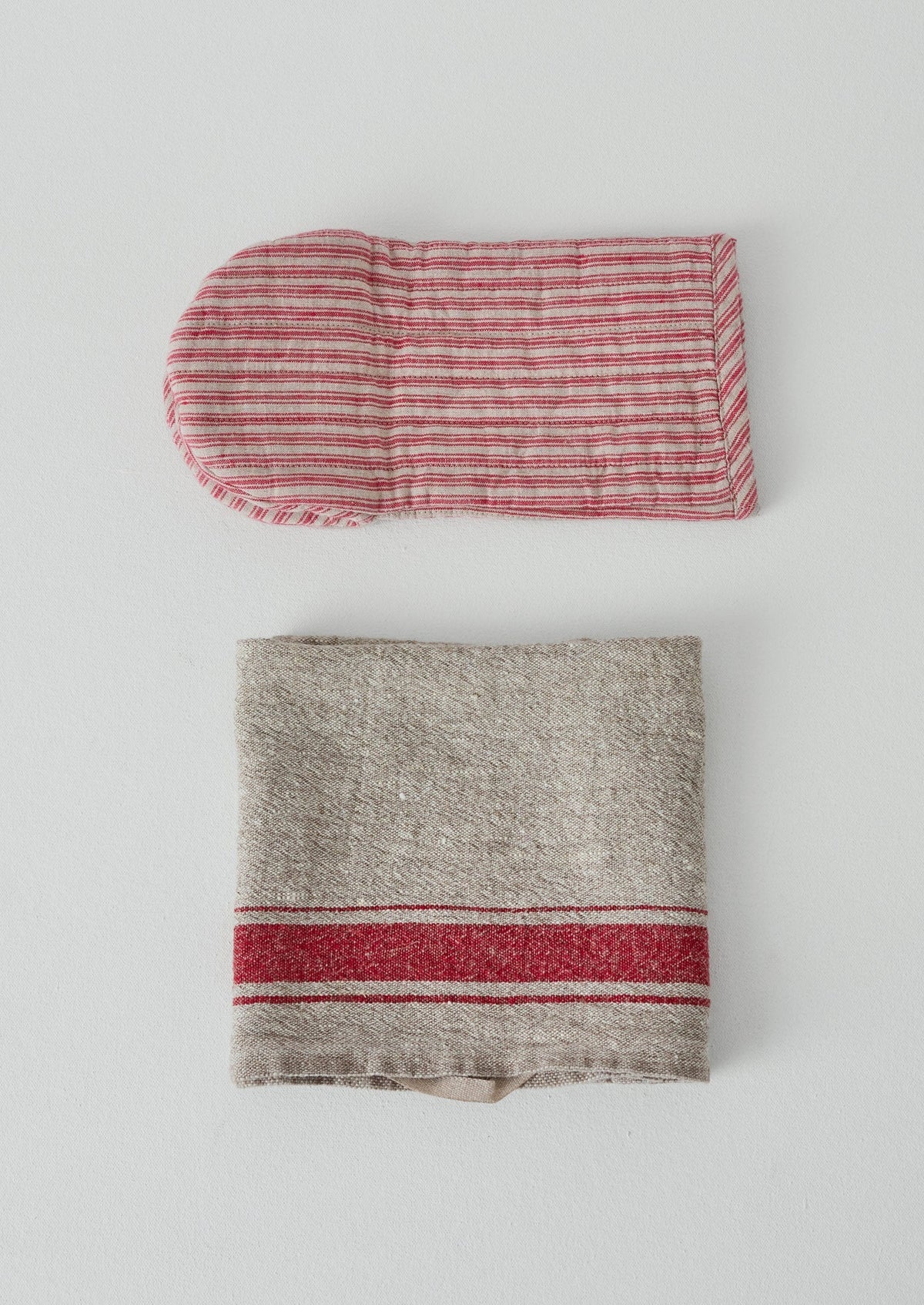 Stripe Linen Oven Glove | Natural/Red
