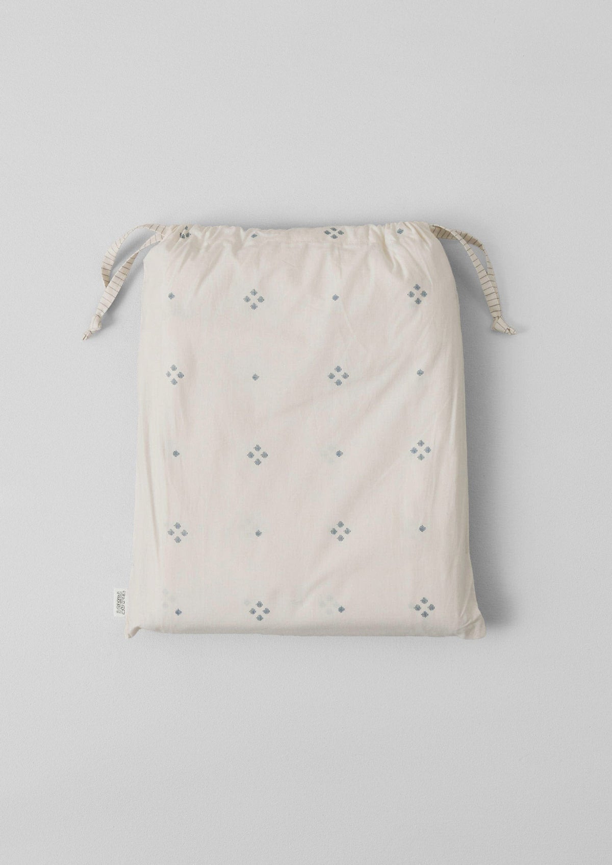Rowan Print Cotton Poplin Duvet Cover | Ecru/Soft Blue