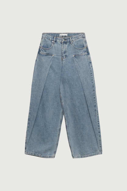 PIN TUCK WIDE LEG DENIM JEAN