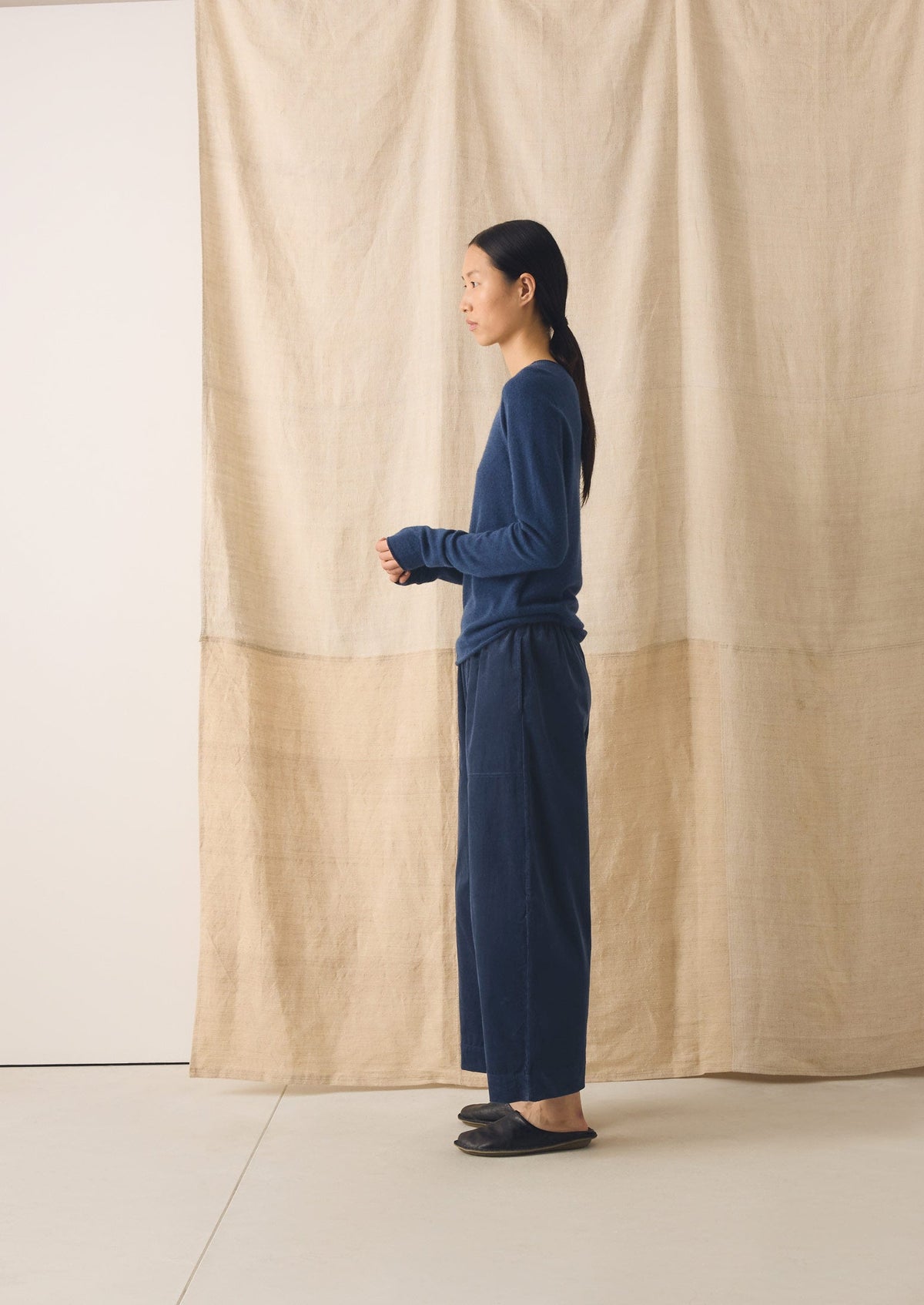 Wool Cashmere Neat Sweater | Midnight