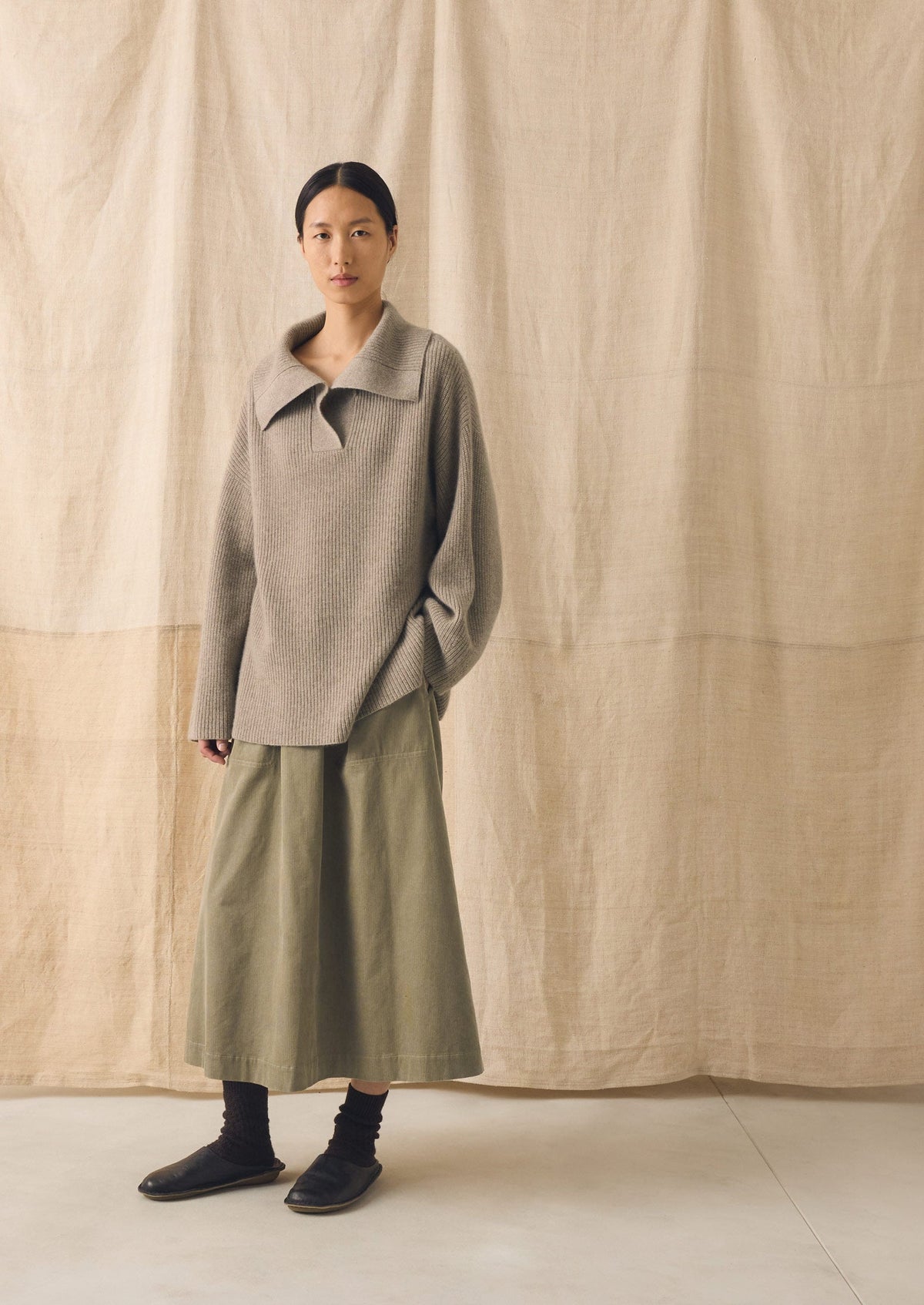 Ribbed Wool Cashmere Sweater | Oatmeal