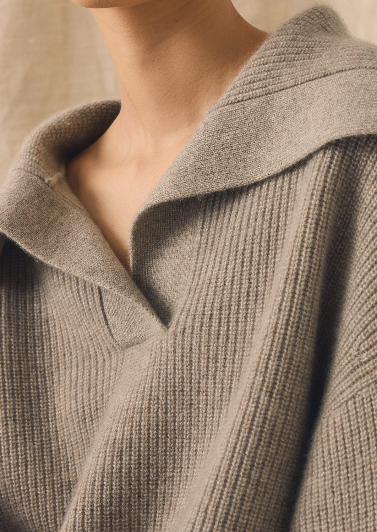 Ribbed Wool Cashmere Sweater | Oatmeal