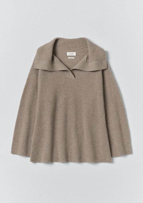 Ribbed Wool Cashmere Sweater | Oatmeal
