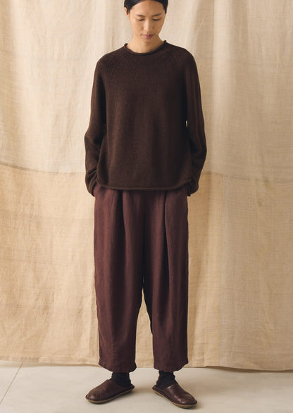 Organic Cotton Linen Easy Sweater | Bitter Chocolate