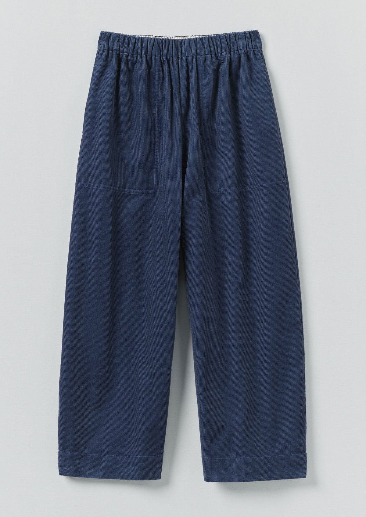 Organic Cord Barrel Leg Trousers | Denim Blue