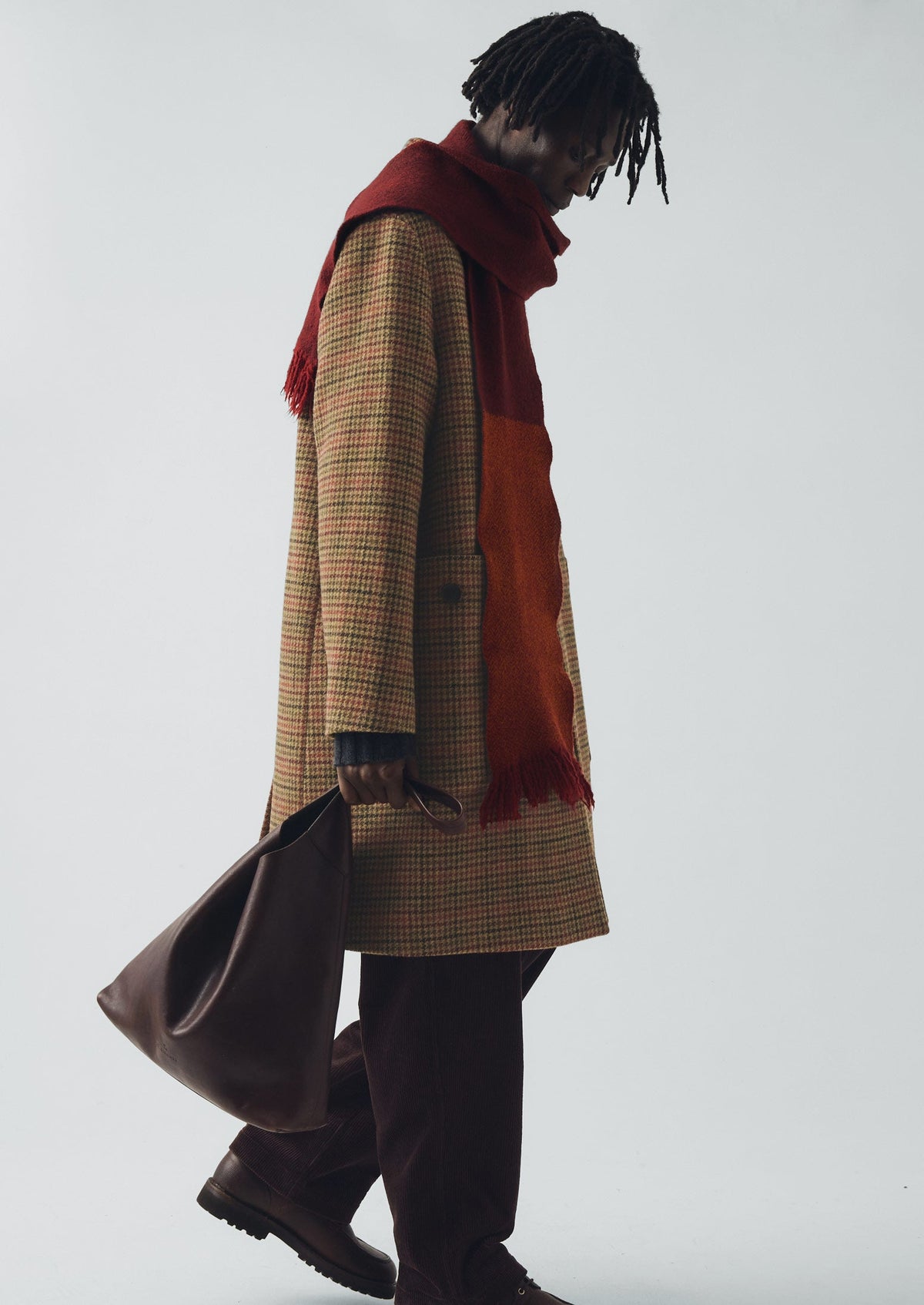 Vibrant Check Wool Overcoat | Umber Multi
