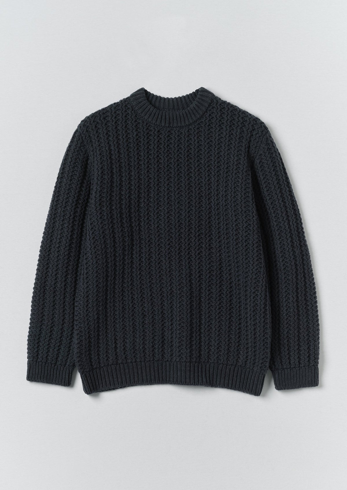 Racked Wool Cotton Sweater | Darkest Navy