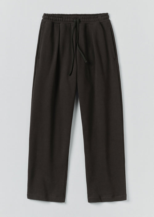 Loopback Jersey Pleated Trousers | Black Pepper
