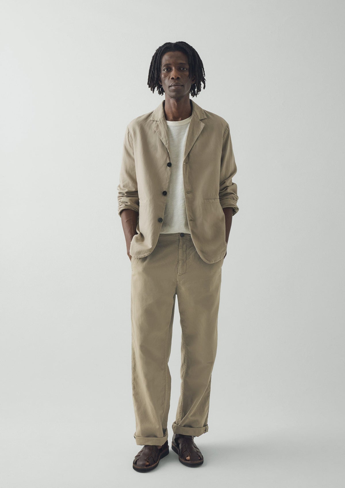 Rory Elasticated Cotton Linen Trousers | Salt
