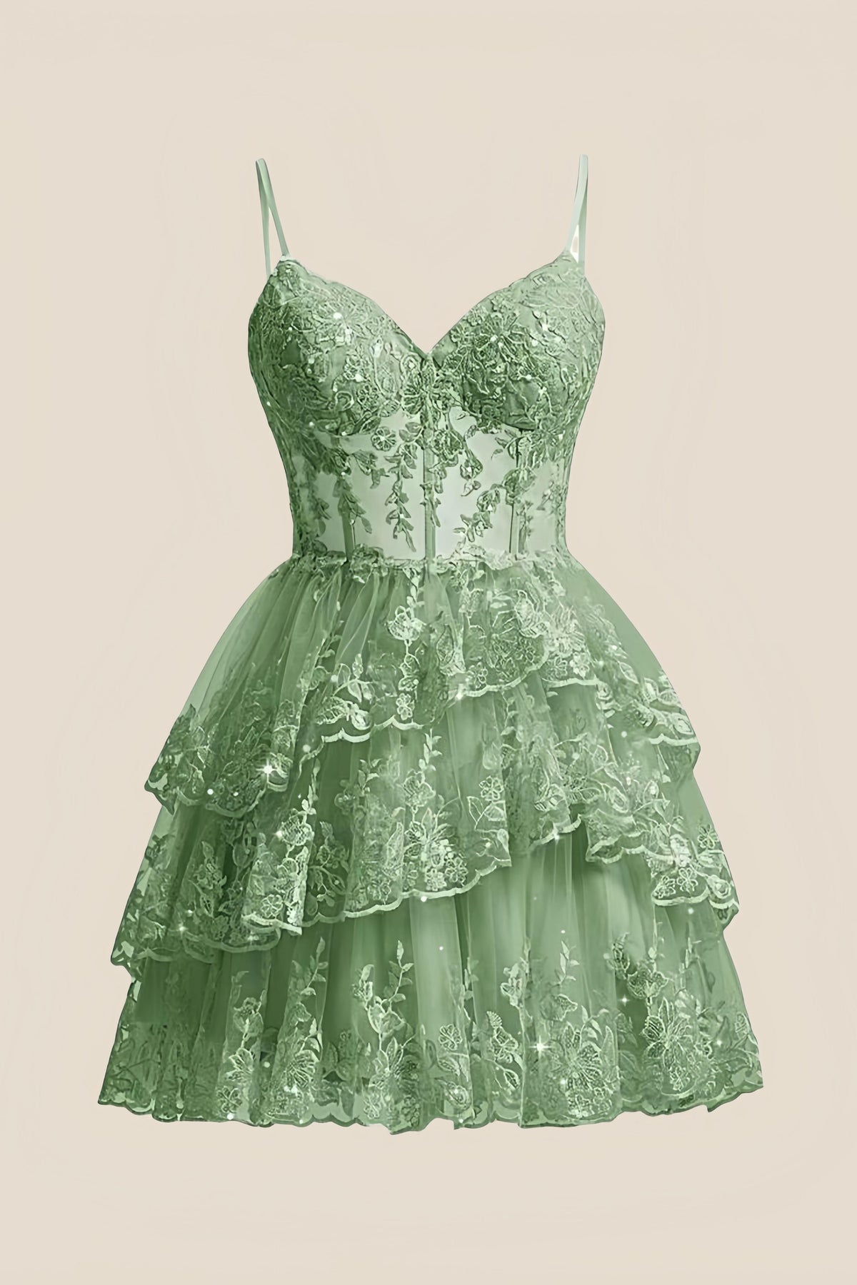 Straps Light Blue Tiered Layered Short Princess Dress