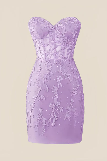 Sweetheart Orange Lace Tight Mini Dress