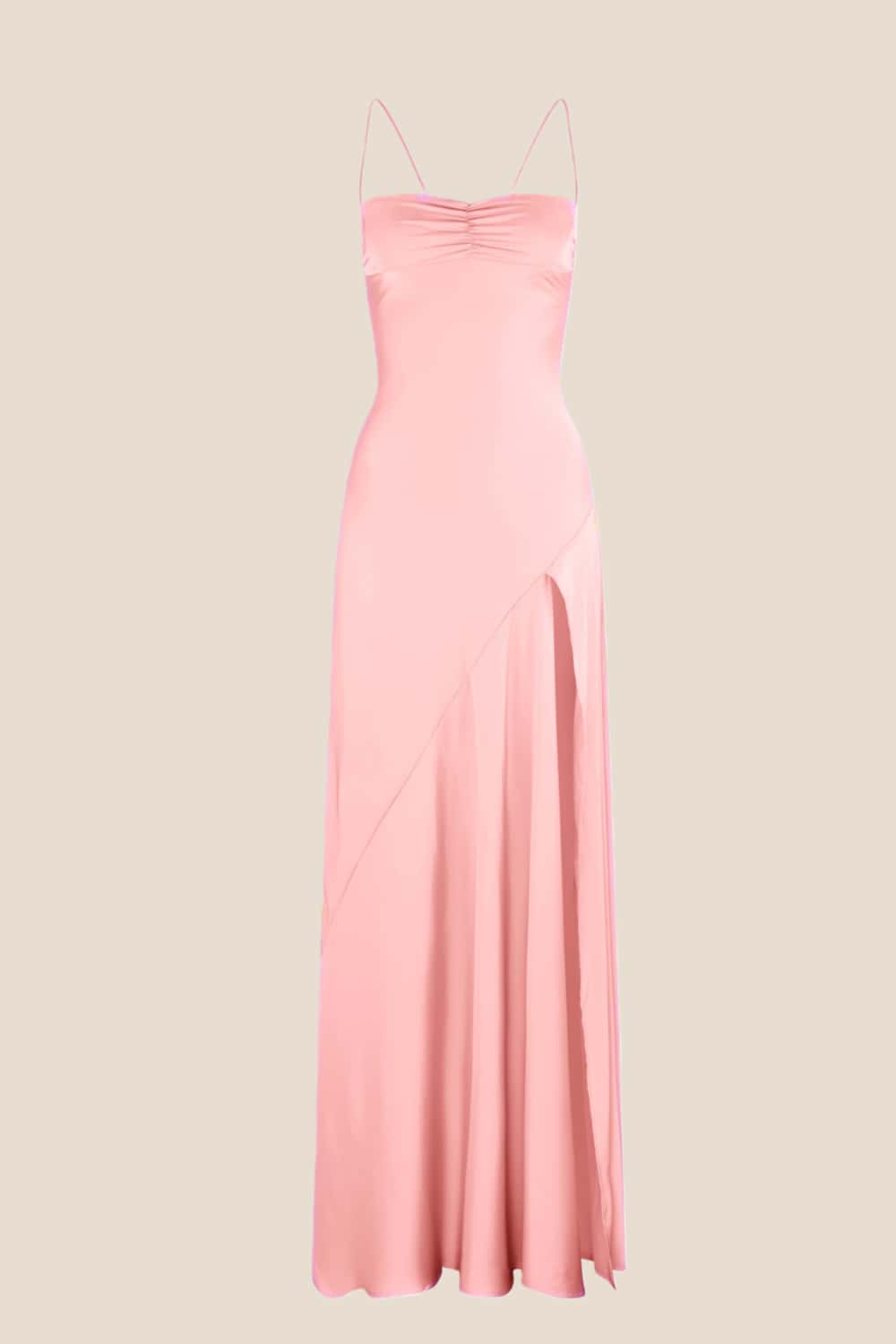 Straps Light Blue Soft Satin Long Dress