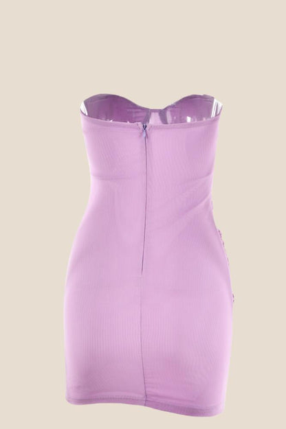 Sweetheart Purple Ruched Bodycon Short Dress