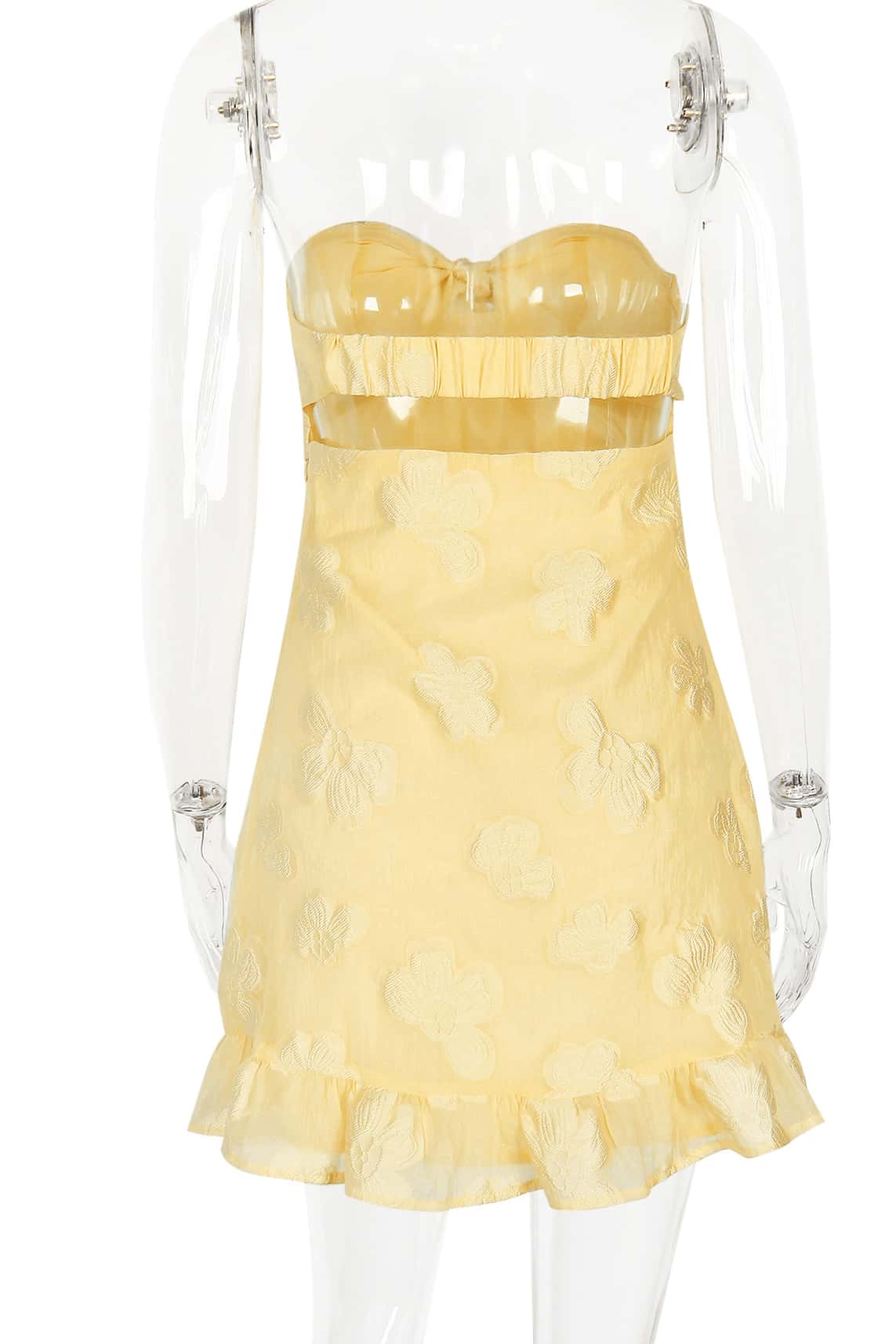 Sweet Yellow Bow Fitted Short Dress