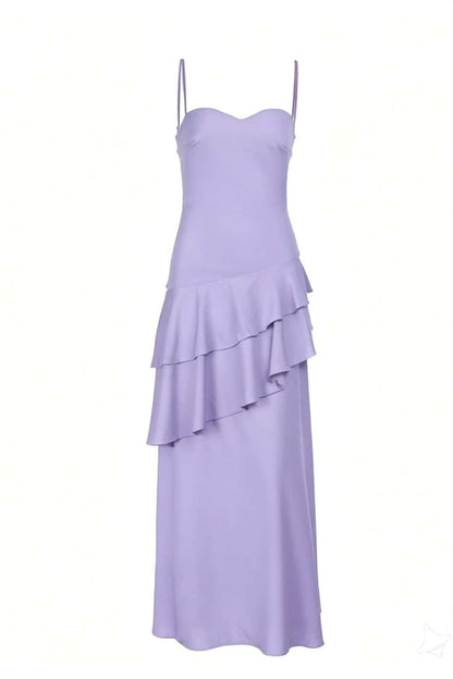 Straps Royal Blue Chiffon Tiered Maxi Dress