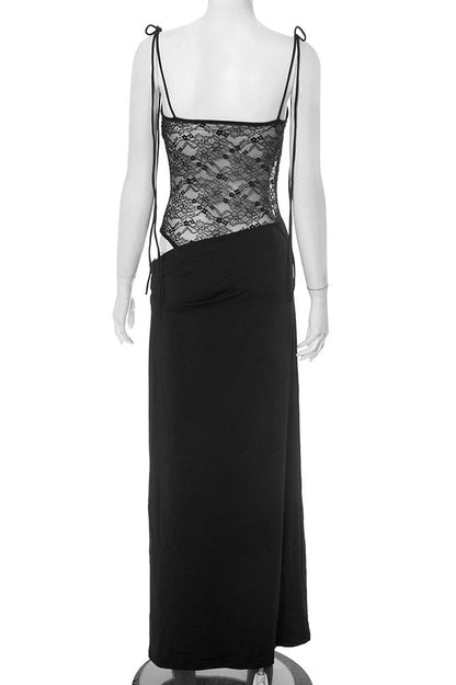 Straps Brown Sheer Tight Long Dress