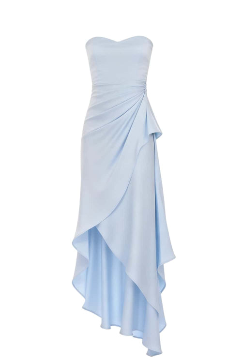 Sky Blue Sweetheart Ruched Long Dress