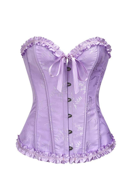 Sweetheart Brown Lace-Up Floral Corset